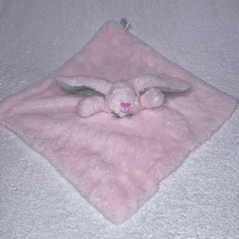 Okie dokie plush light pink bunny lovey security blanket Blankie